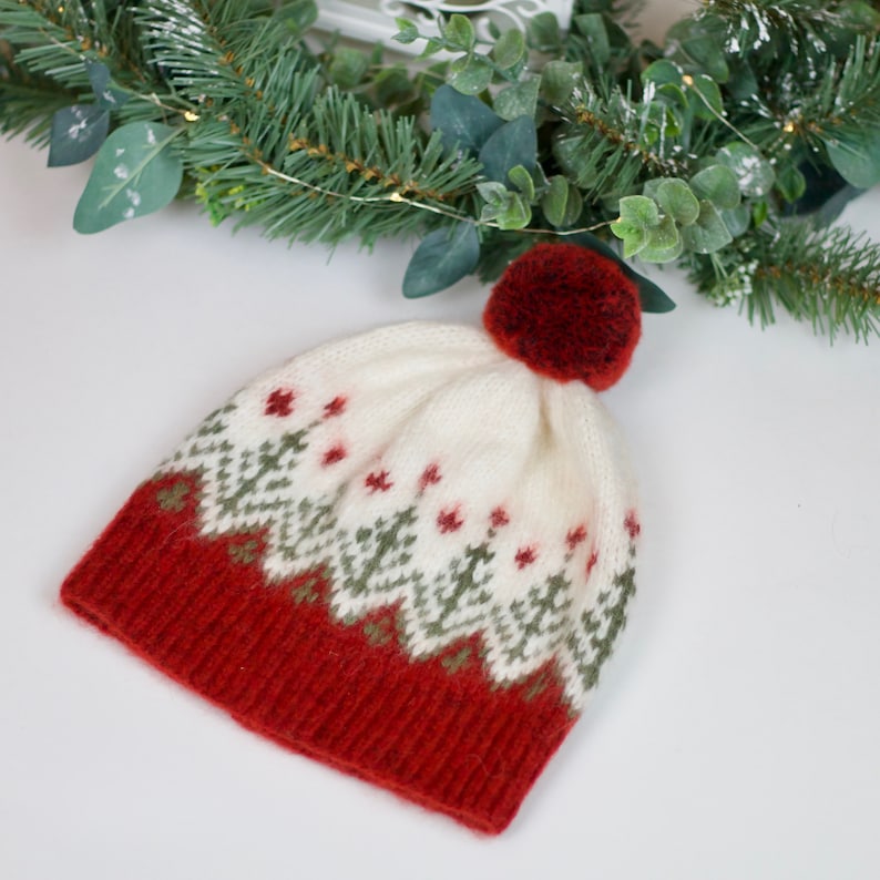 Holiday beanie hat Knitting Pattern