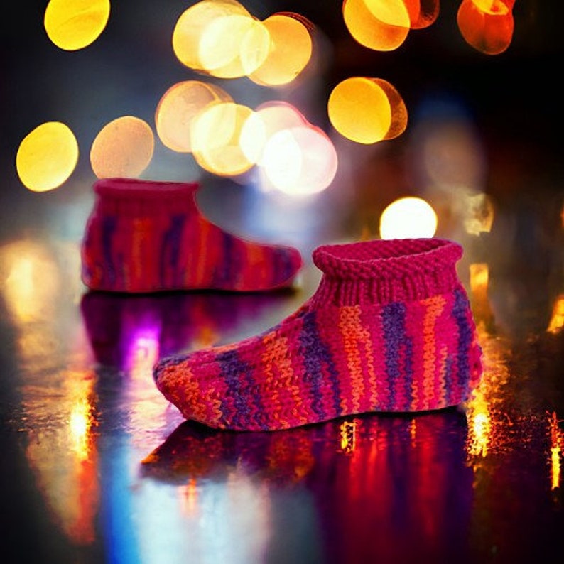 Knitting Pattern - Knitted Cozy Cuff Slippers