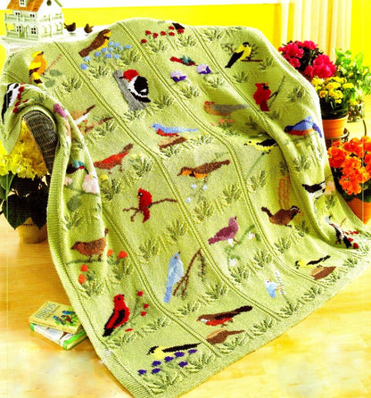 Bird Flowers Afghan Throw Blanket Pattern