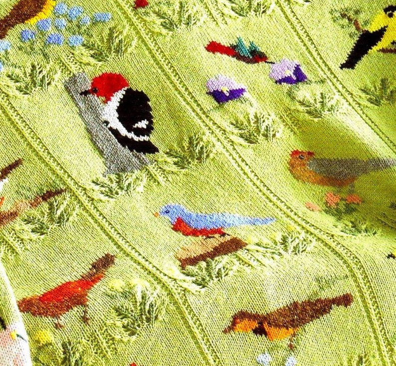 Bird Flowers Afghan Throw Blanket Pattern