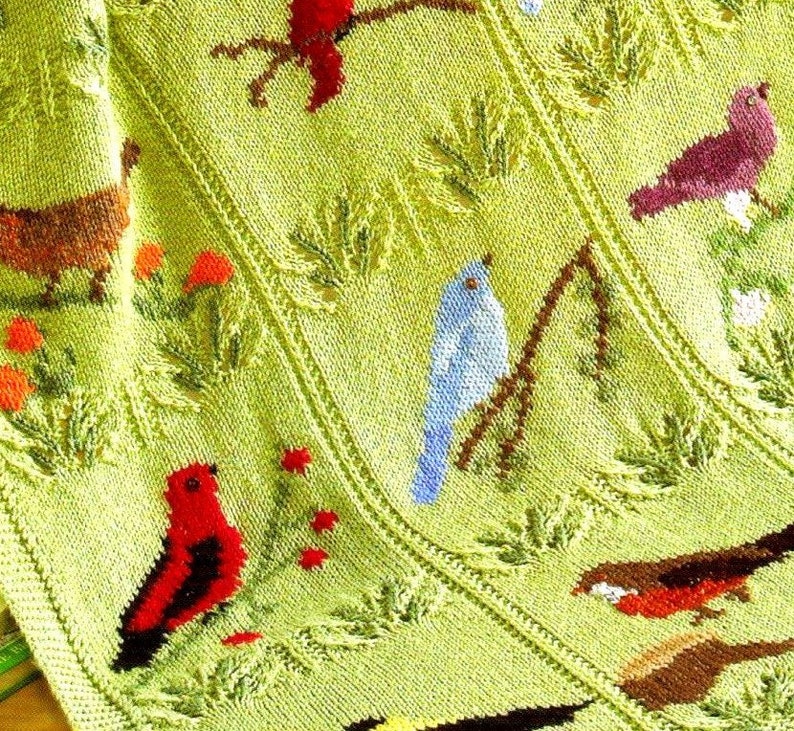 Bird Flowers Afghan Throw Blanket Pattern