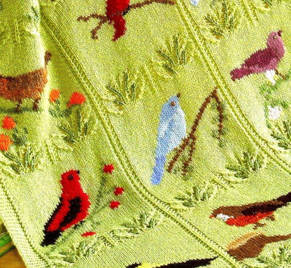 Bird Flowers Afghan Throw Blanket Pattern