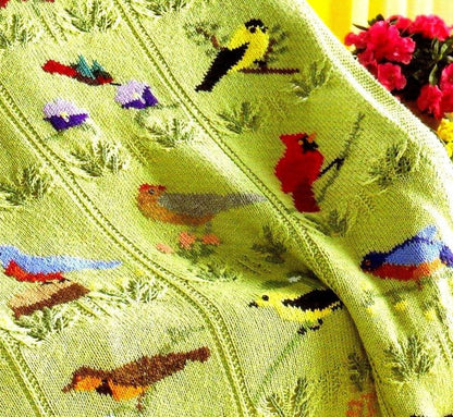 Bird Flowers Afghan Throw Blanket Pattern