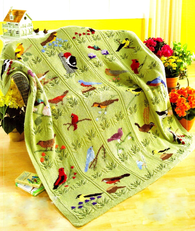 Bird Flowers Afghan Throw Blanket Pattern