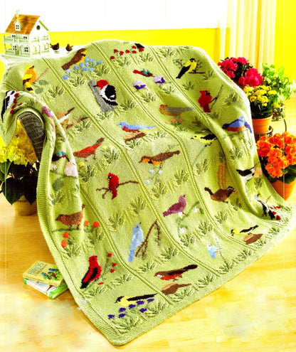 Bird Flowers Afghan Throw Blanket Pattern
