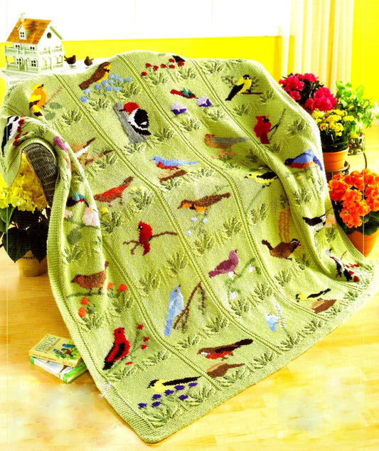 Bird Flowers Afghan Throw Blanket Pattern