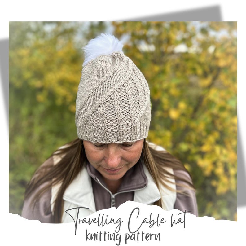 Travelling cable knit hat pattern