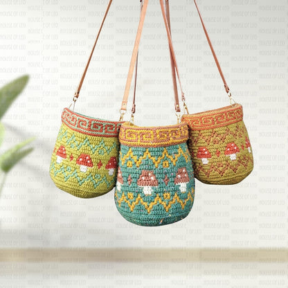 Mosaic Crochet Pattern Toadstool Tote Bag