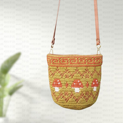 Mosaic Crochet Pattern Toadstool Tote Bag