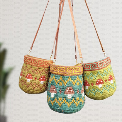 Mosaic Crochet Pattern Toadstool Tote Bag