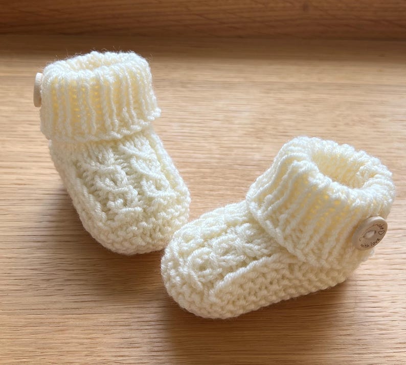 Knitting Pattern Baby Booties With Mock Cable