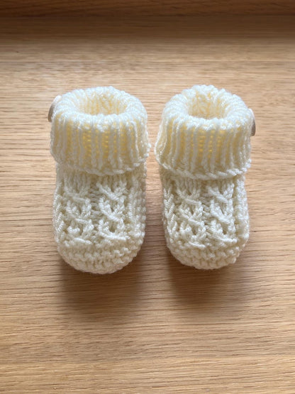 Knitting Pattern Baby Booties With Mock Cable