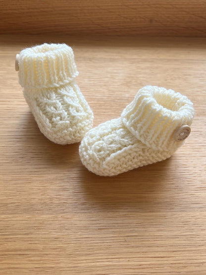 Knitting Pattern Baby Booties With Mock Cable