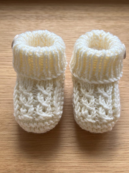 Knitting Pattern Baby Booties With Mock Cable
