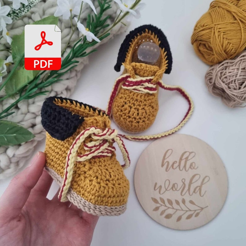 Baby timb work boots crochet pattern