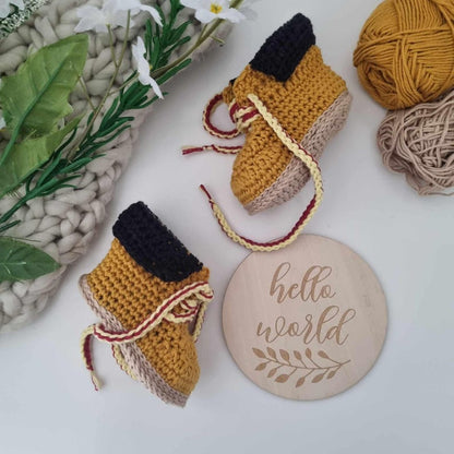 Baby timb work boots crochet pattern