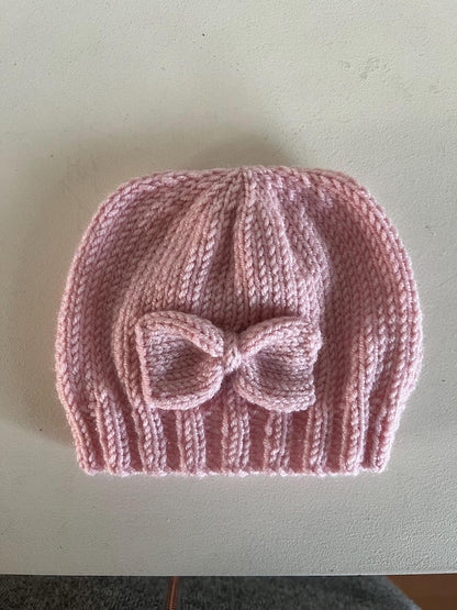 Baby Bow Booties And Beanie Hat Set Knitting Pattern