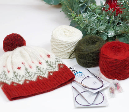 Holiday beanie hat Knitting Pattern
