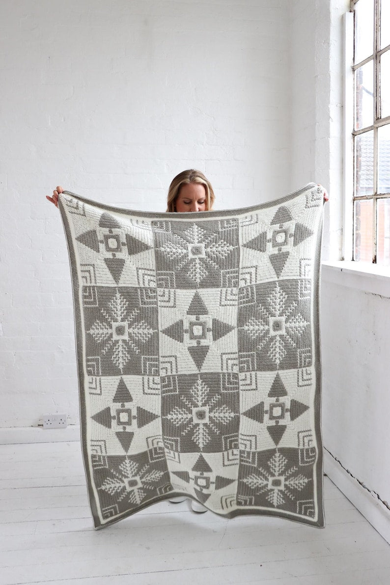 Modern Festive Winter Crochet Blanket