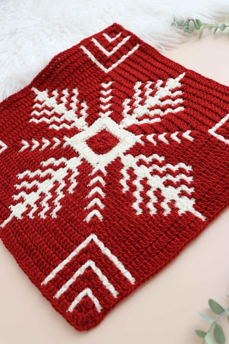 Modern Festive Winter Crochet Blanket