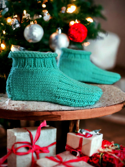 Knitting Pattern - Knitted Cozy Cuff Slippers
