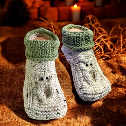 Knitting Pattern - Knitted Cable Owl Slippers