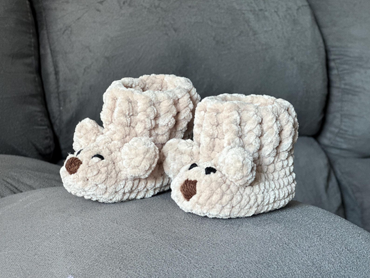 Adorable Bear Baby Booties Crochet Pattern
